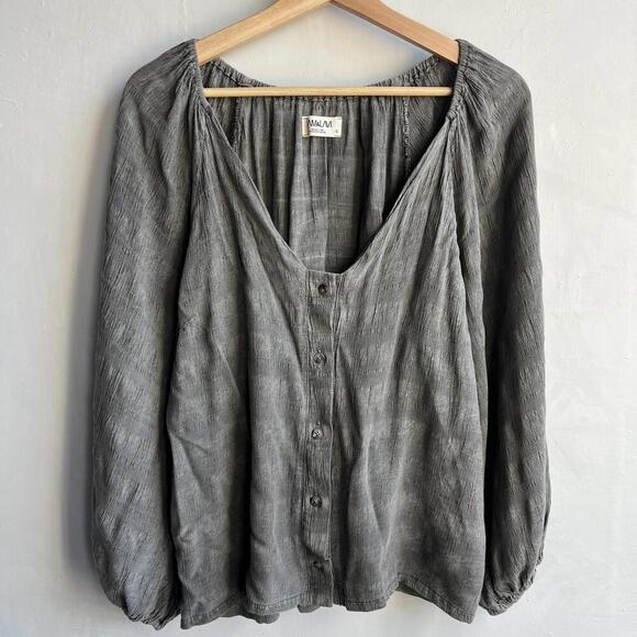 Sam and Lavi Women's Small Grey Long Sleeve Scoop Neck Button Down Blouse Top - Picture 6 of 10